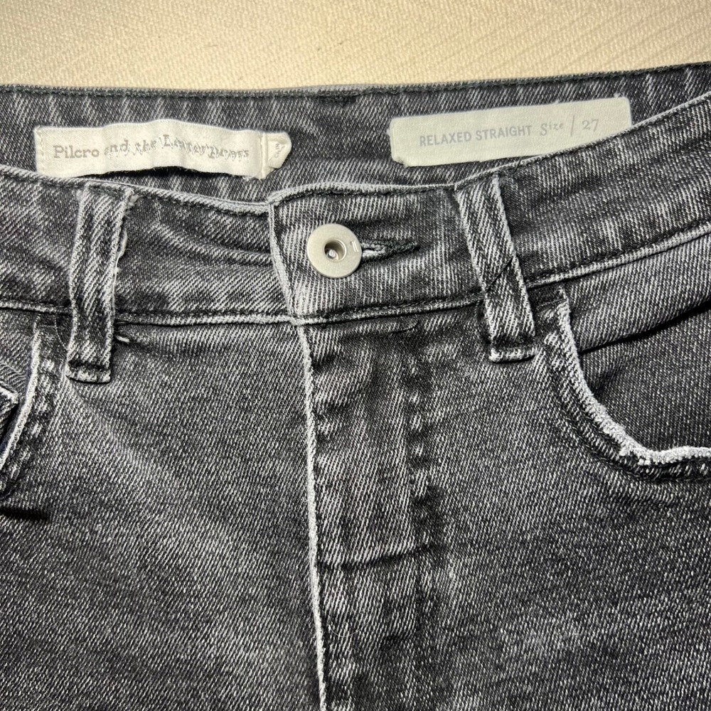 Pilcro and the Letterpress Relaxed Straight Cropped Jeans Distressed 27 - Picture 7 of 11